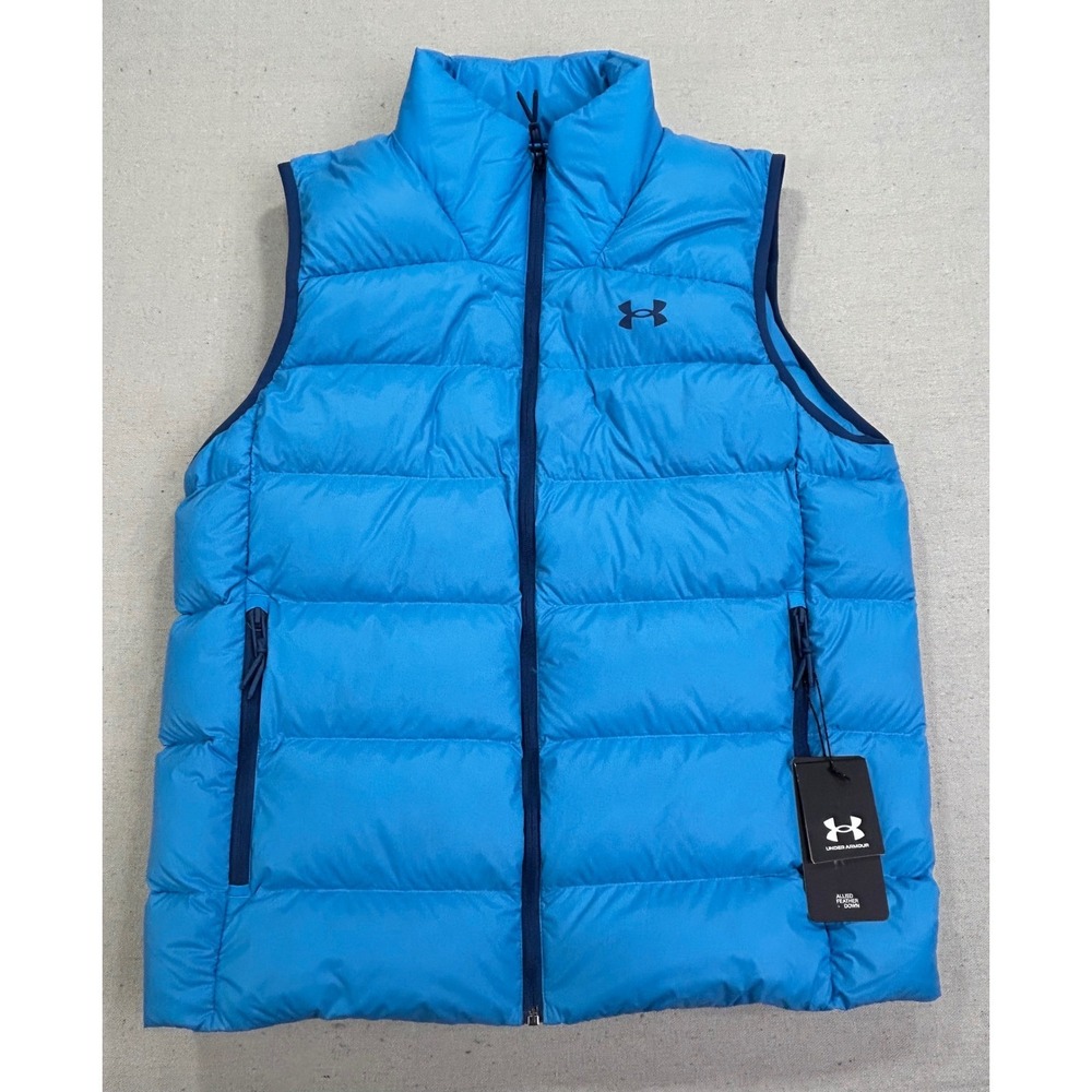 Under Armour MWTs Down 2.0 Vest Mens Large Blue 600-Fill Puffer Full Zip